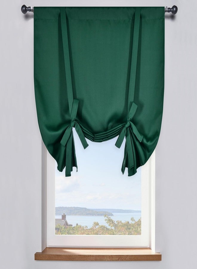 DONREN Christmas Dark Green Tie Up Shade for Bathroom - Farmhouse Kitchen Curtain Thermal Insulated Window Treatment Rod Pocket Balloon Christmas Valance (1PC,34W x 45L) - Image 1